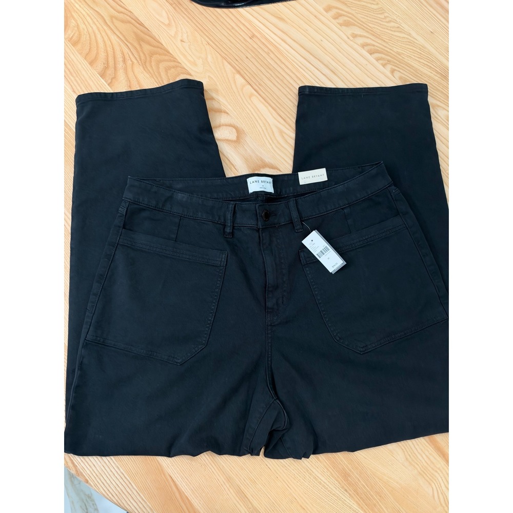 Lane Bryant Black Relaxed Straight Leg Pants Womens 20 High Rise Pocket NEW
